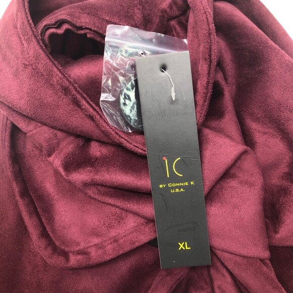NWT IC Connie K Burgundy Faux Suede Jacket Size XL - Picture 8 of 9